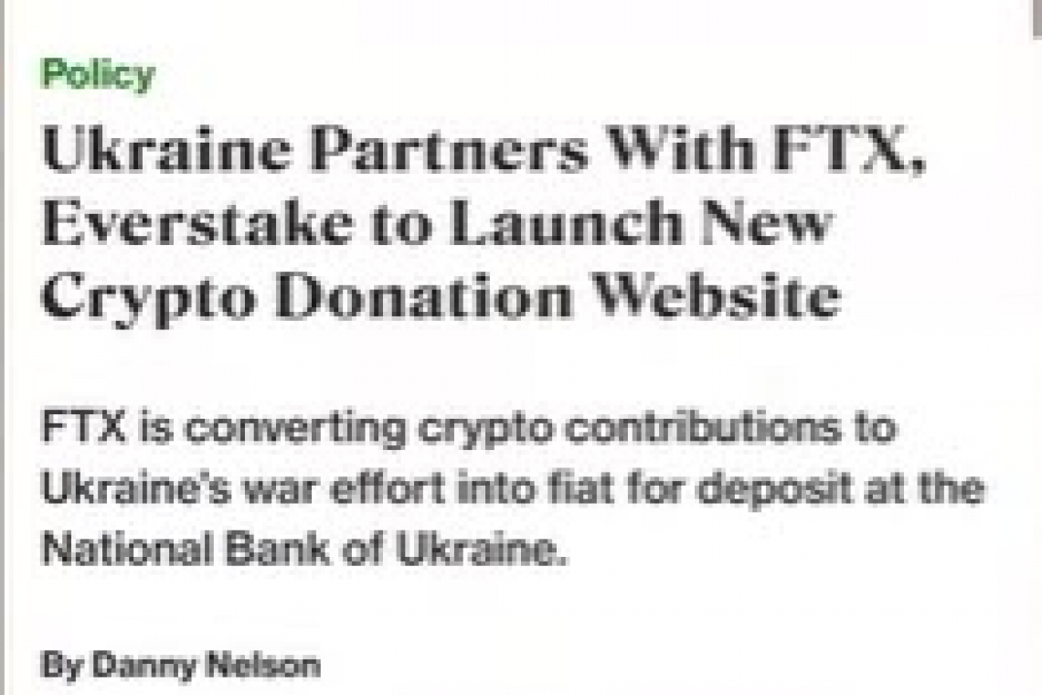 UPDATED 7:33 AM SUNDAY --  UKRAINE &quot;MILITARY AID&quot; FROM USA --- WAS INVESTED IN CRYPTO &quot;FTX&quot; BY UKRAINE!