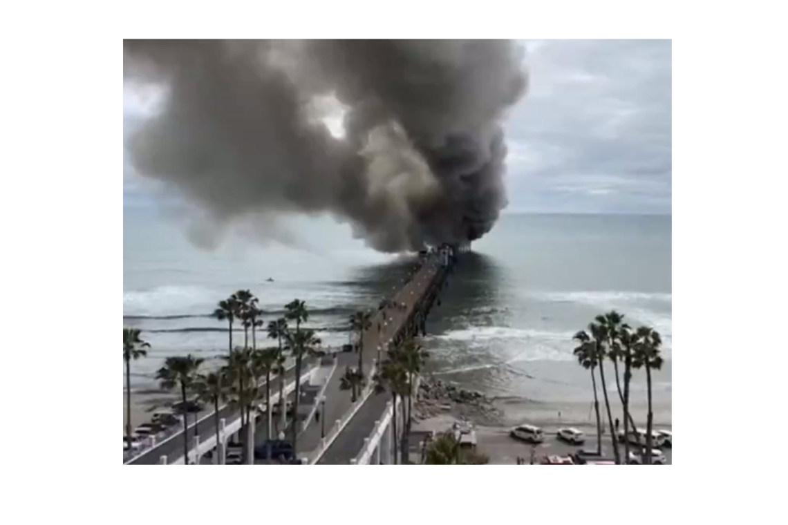 San Diego's Famous Oceanside Pier Burning!