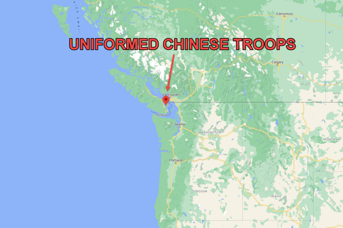 UNIFORMED CHINESE TROOPS ON SALT SPRING ISLAND (VANCOUVER) B.C. CANADA