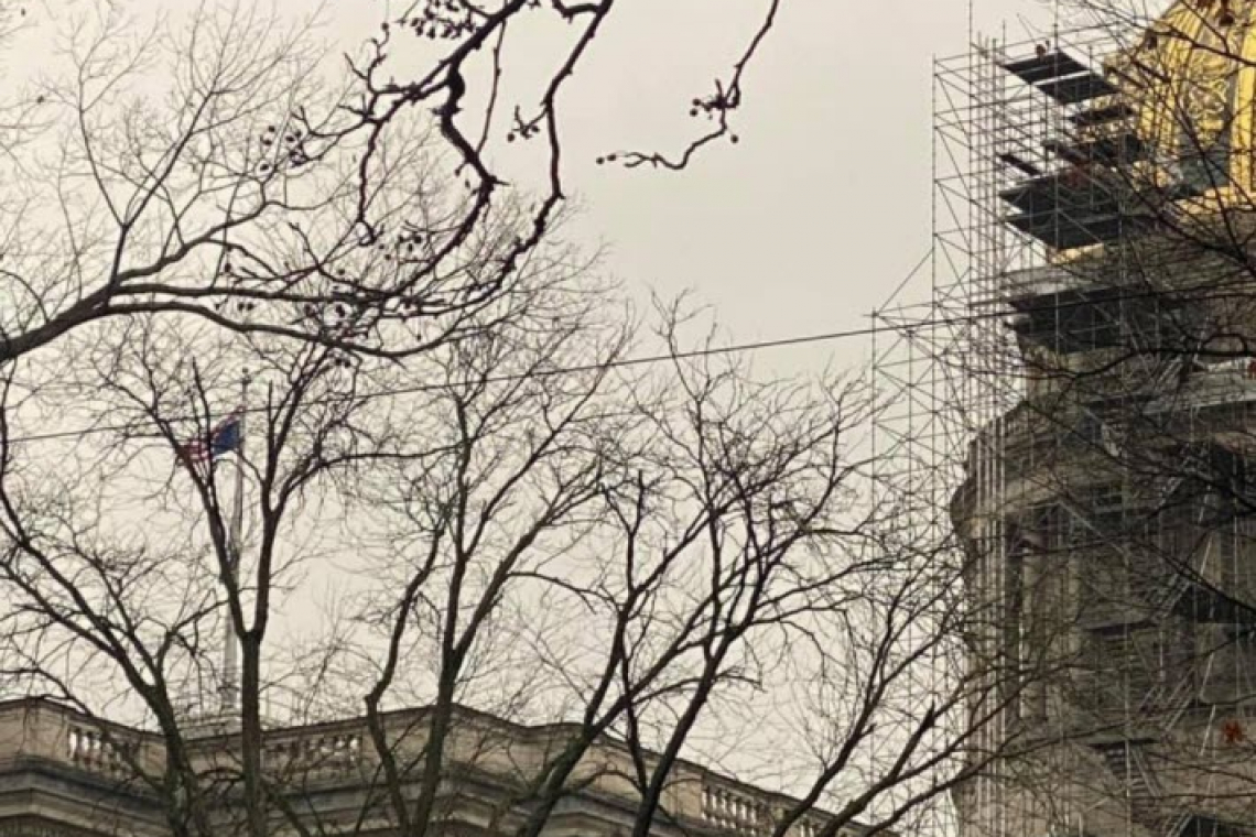 Flag atop West Virginia State Capitol Flying UPSIDE DOWN  - Nation in Distress!