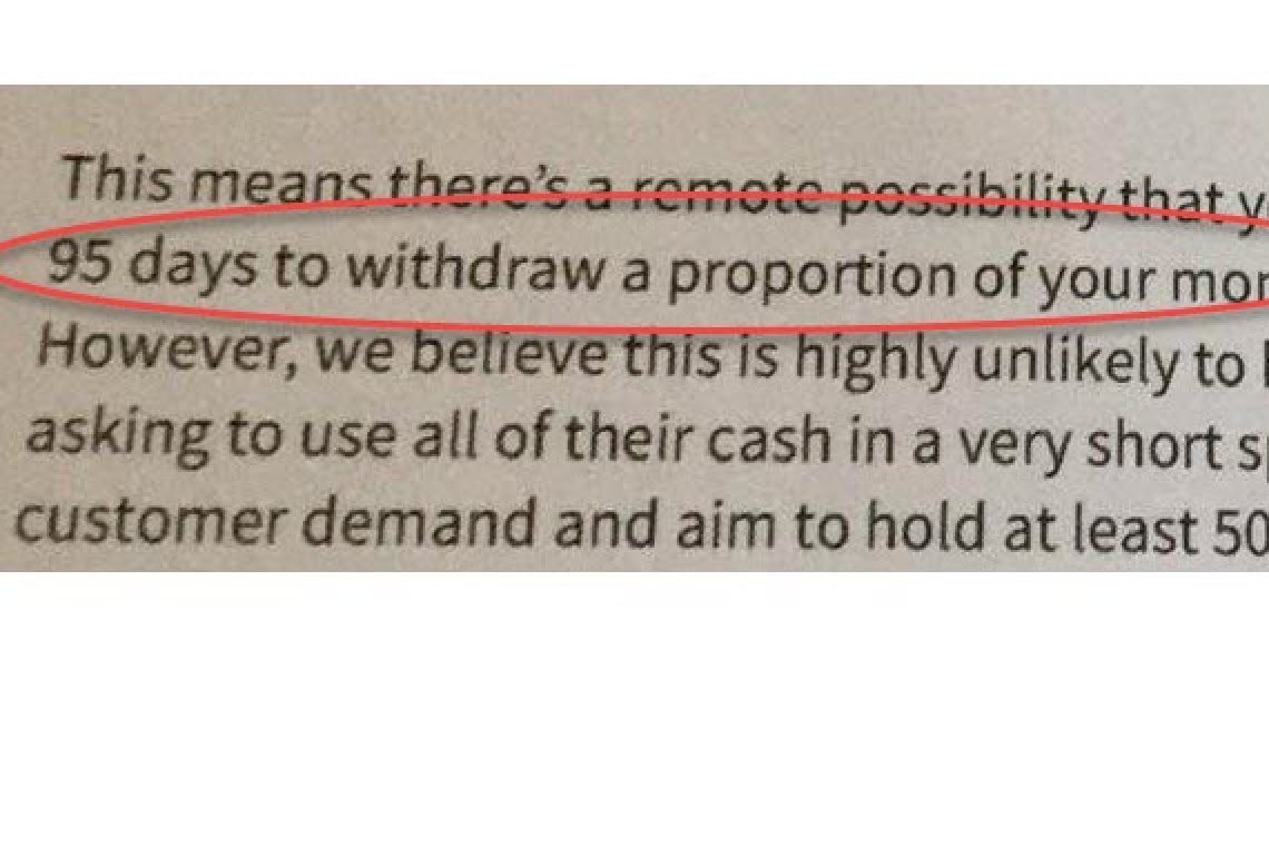 ***** URGENT ***** BANKS TELLING CUSTOMERS "MAY HAVE TO WAIT 95 DAYS TO WITHDRAW CASH"