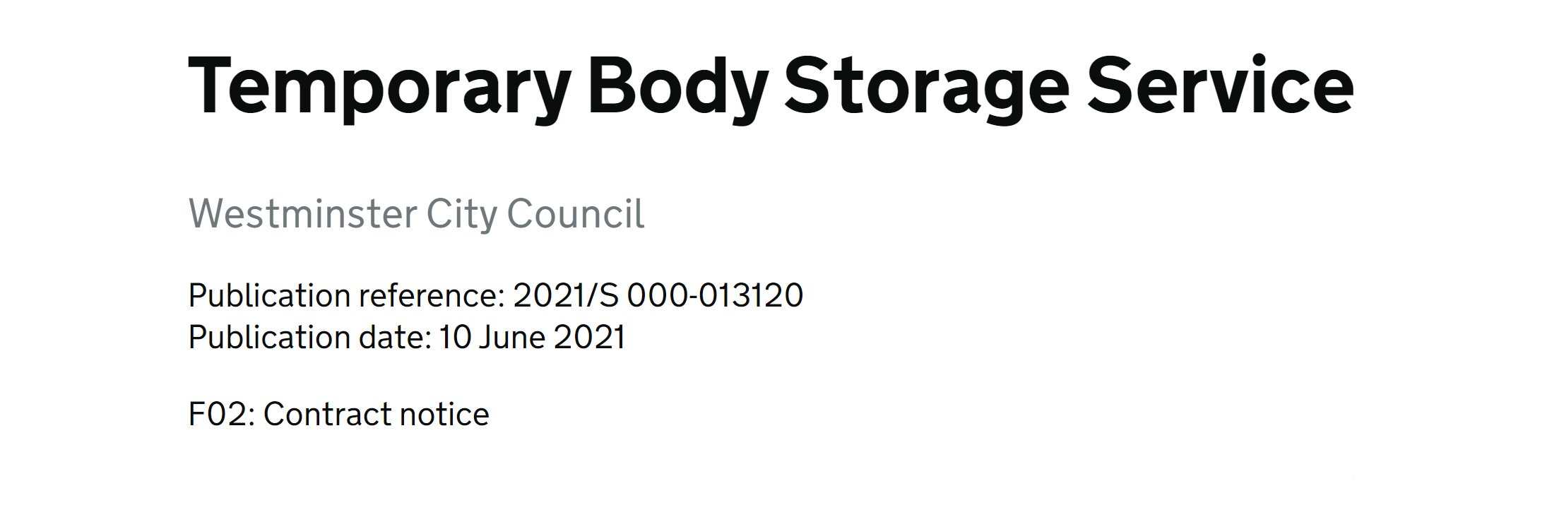 UK Lets Contract for Temporary Dead Body Storage Services "In case of excess deaths event"