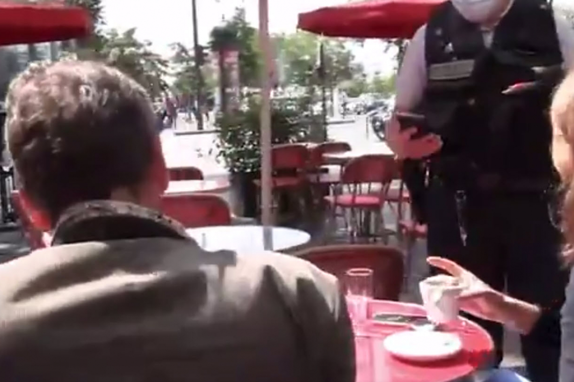 For Real!   Cops Stroll-thru Paris Restaurants "Your Vaccine Passport, Please"