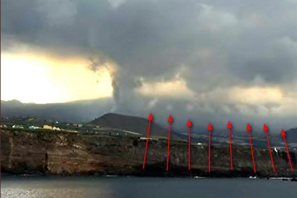 Steam Emanating from Unstable Land Mass Ridge on LaPalma Island