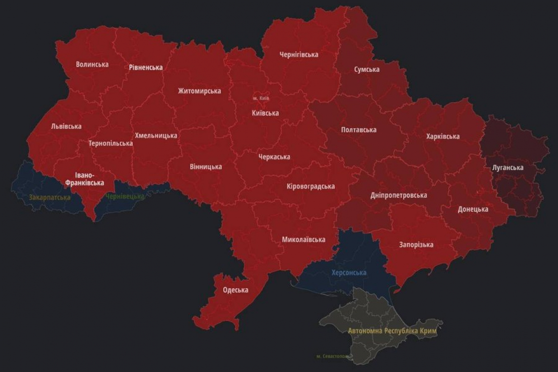 Saturday: Air Raid Sirens Sounding Throughout Almost **ALL** of Ukraine