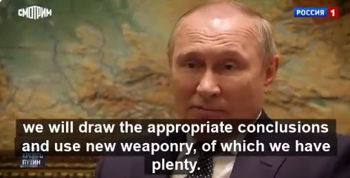 Putin on TV: If western deliveries of weapons (to Ukraine) continue, We Will strike . . .