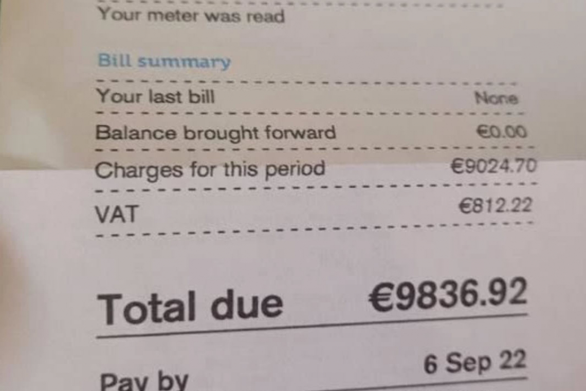 Small Business in Ireland gets WALLOPED with € 9836.92 one-Month Electric Bill