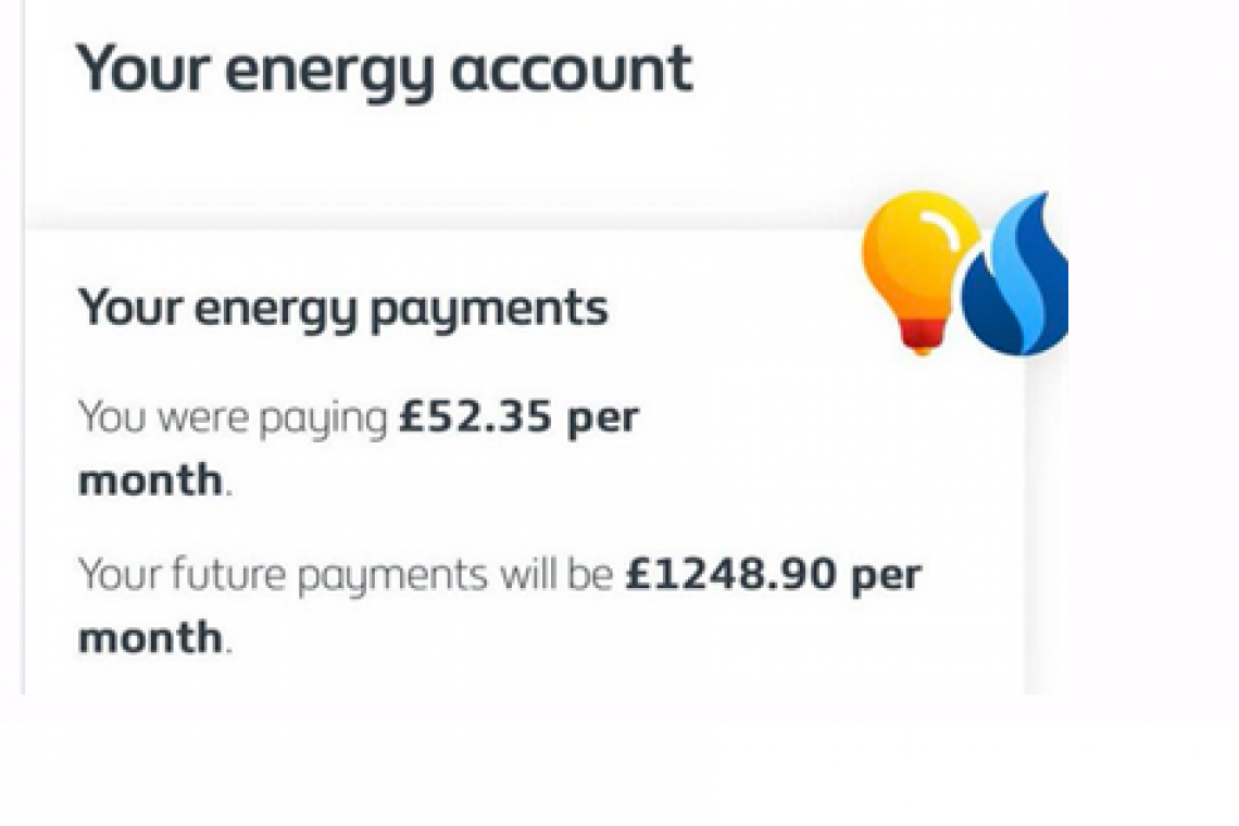 New Energy Bills in UK . . . TWO-THOUSAND, THREE-HUNDRED PERCENT HIGHER