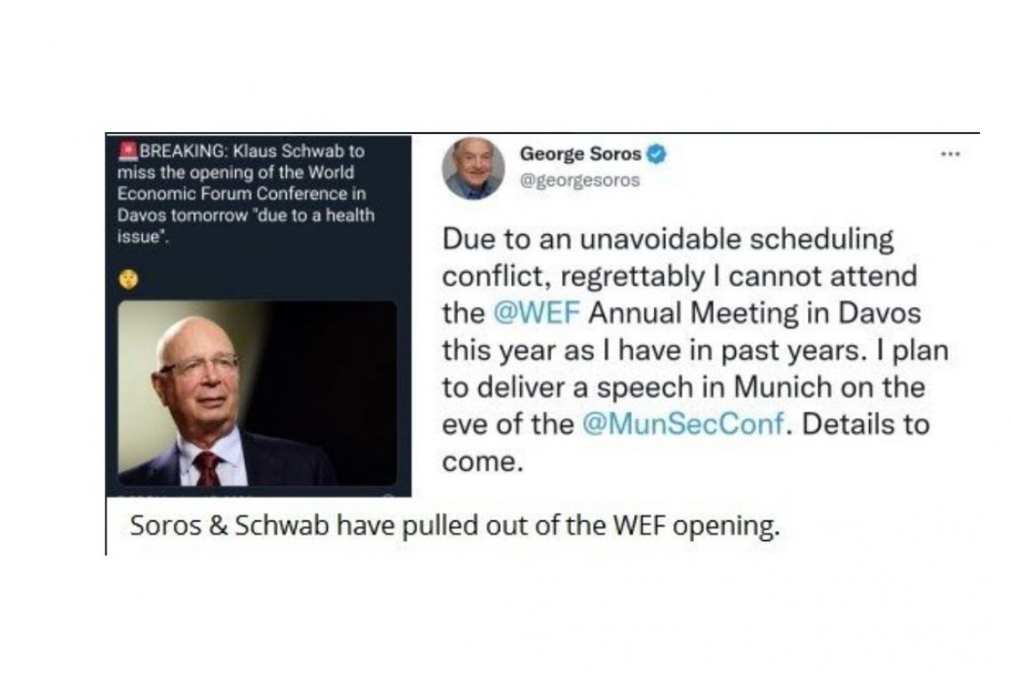 Klaus Schwab and George Soros BOW-OUT of World Economic Forum Conference (Starting today) in Davos