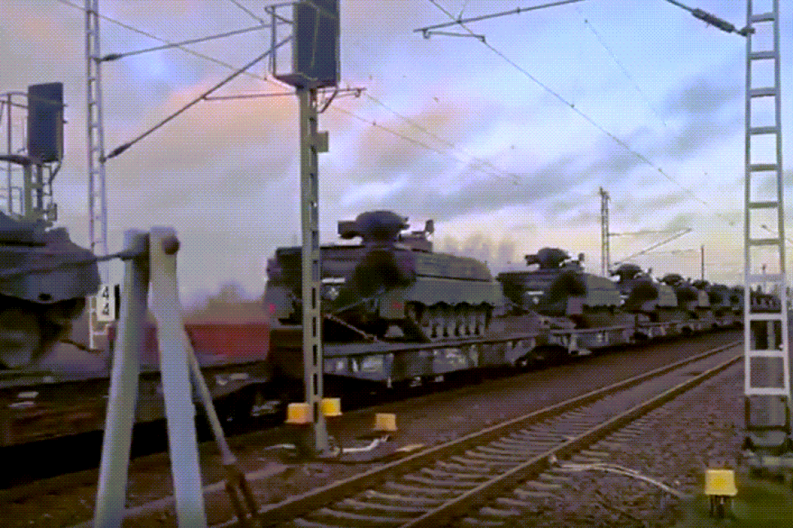 VIDEO: Columns of Armor Streaming through Germany via Rail toward Ukraine
