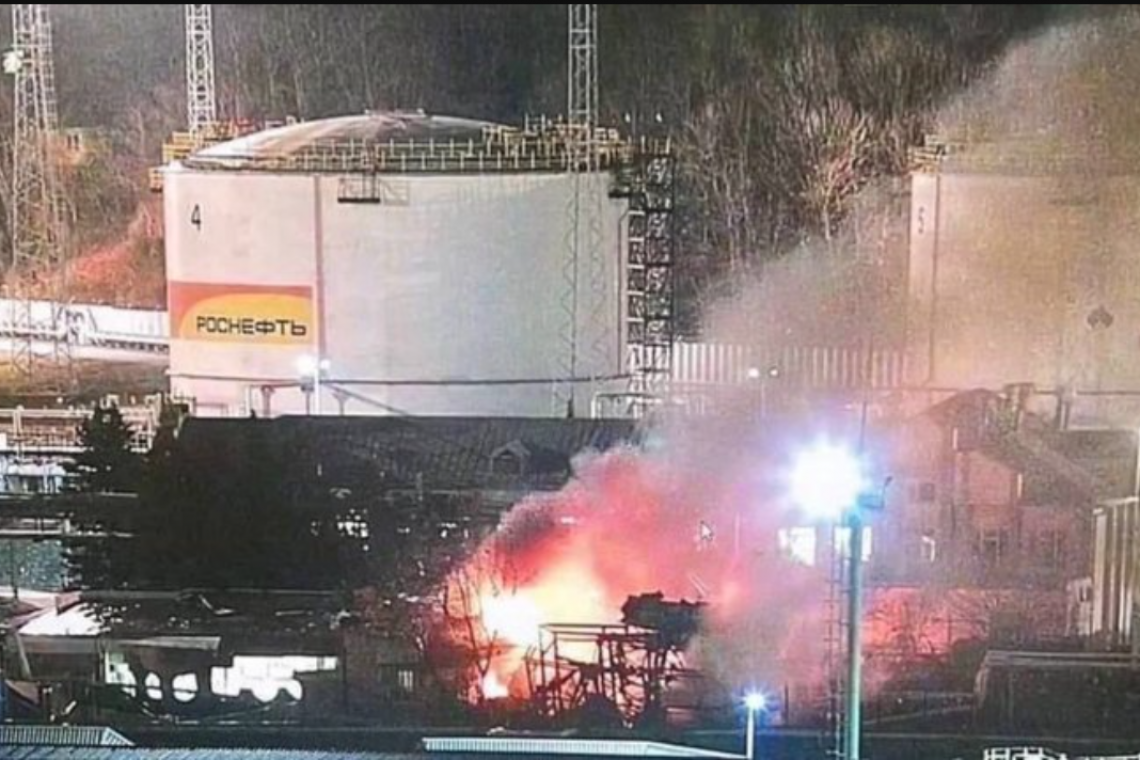 Russian Oil Depot Hit By Ukraine Drones; Burning