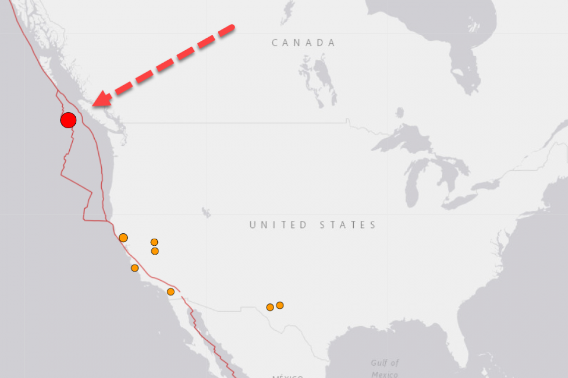 STRONG MAGNITUDE 6.0 EARTHQUAKE OFF VANCOUVER, BC CANADA