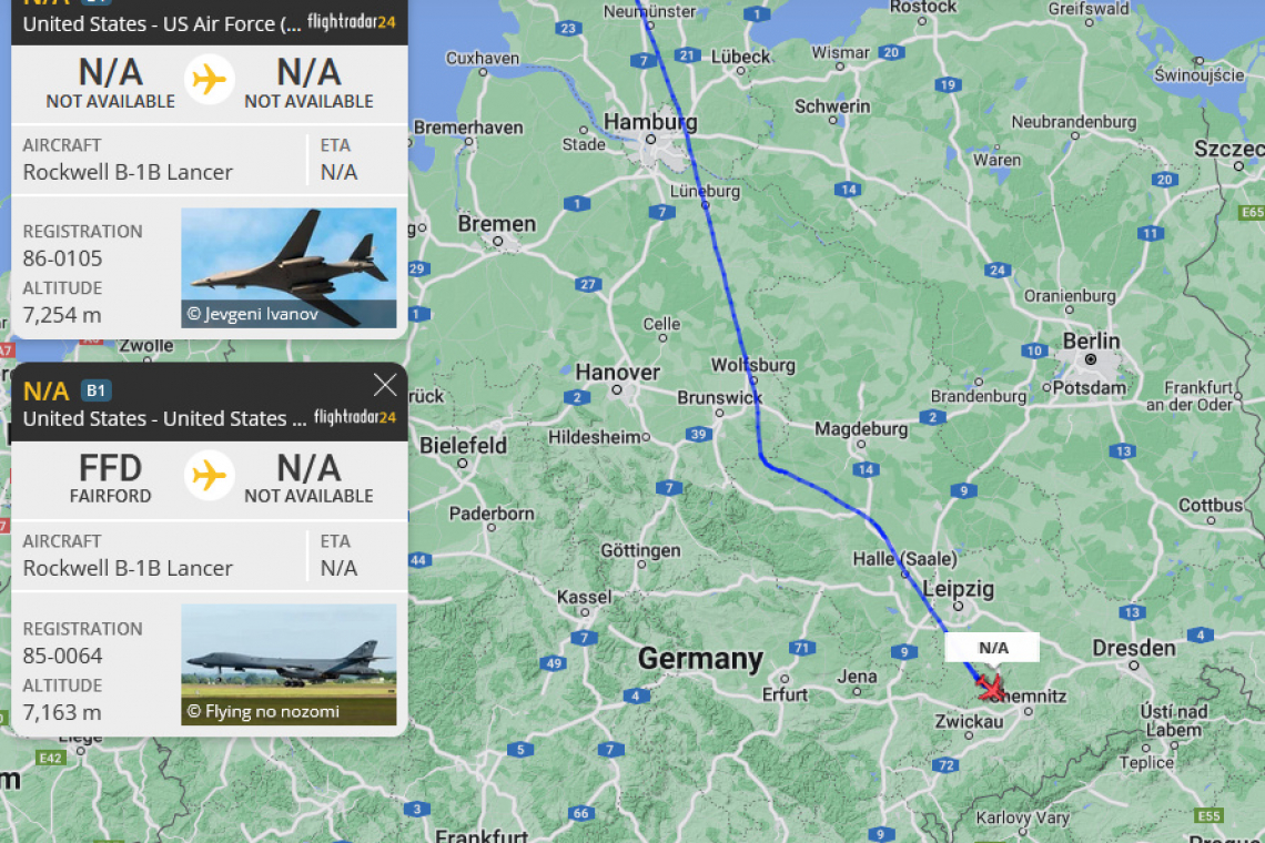 UPDATED 12:19 PM EDT -- U.S. B1-b &quot;Lancer&quot; Nuclear Bombers over Germany as Russian Tactical Nukes ARRIVE in Belarus