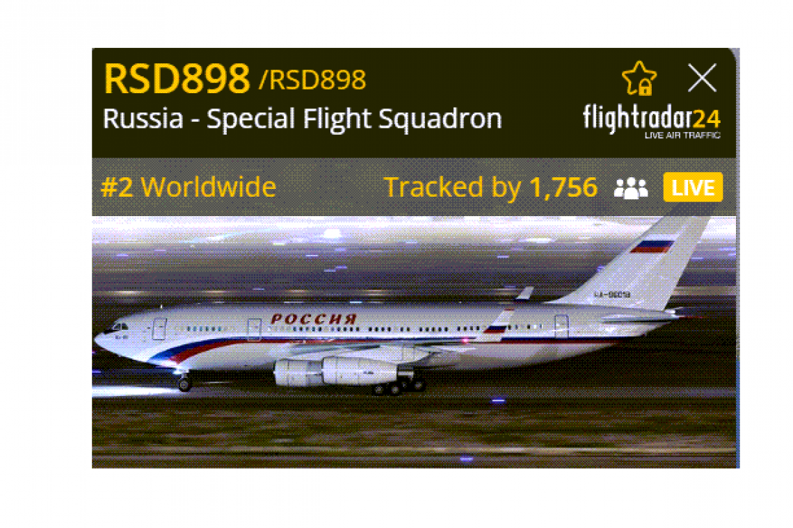 UPDATED 10:39 AM EDT -- Russian Presidential Fleet Plane Enroute to Washington DC - Evacuating Diplomats?