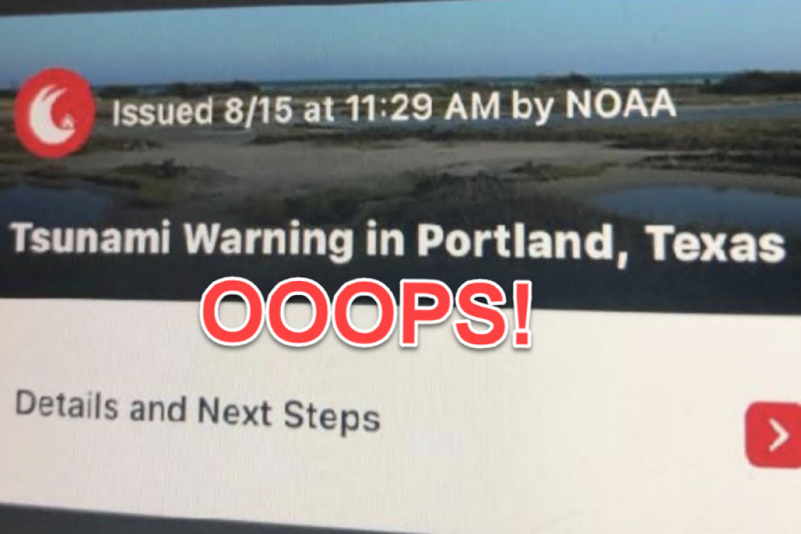 OOOOPS!  Erroneous TSUNAMI WARNING Issued for Texas