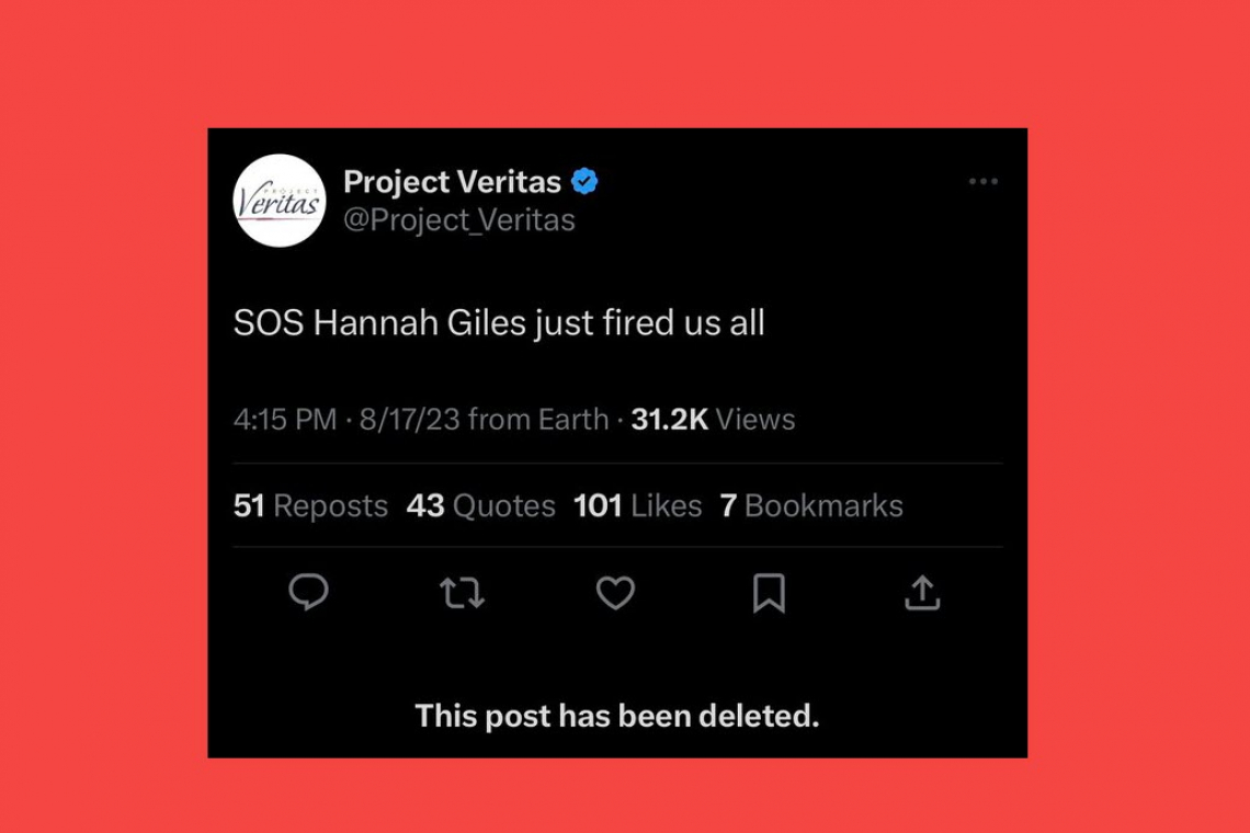 Project Veritas Twitter Account Sends &quot;SOS&quot; - &quot;CEO just FIRED US ALL&quot;