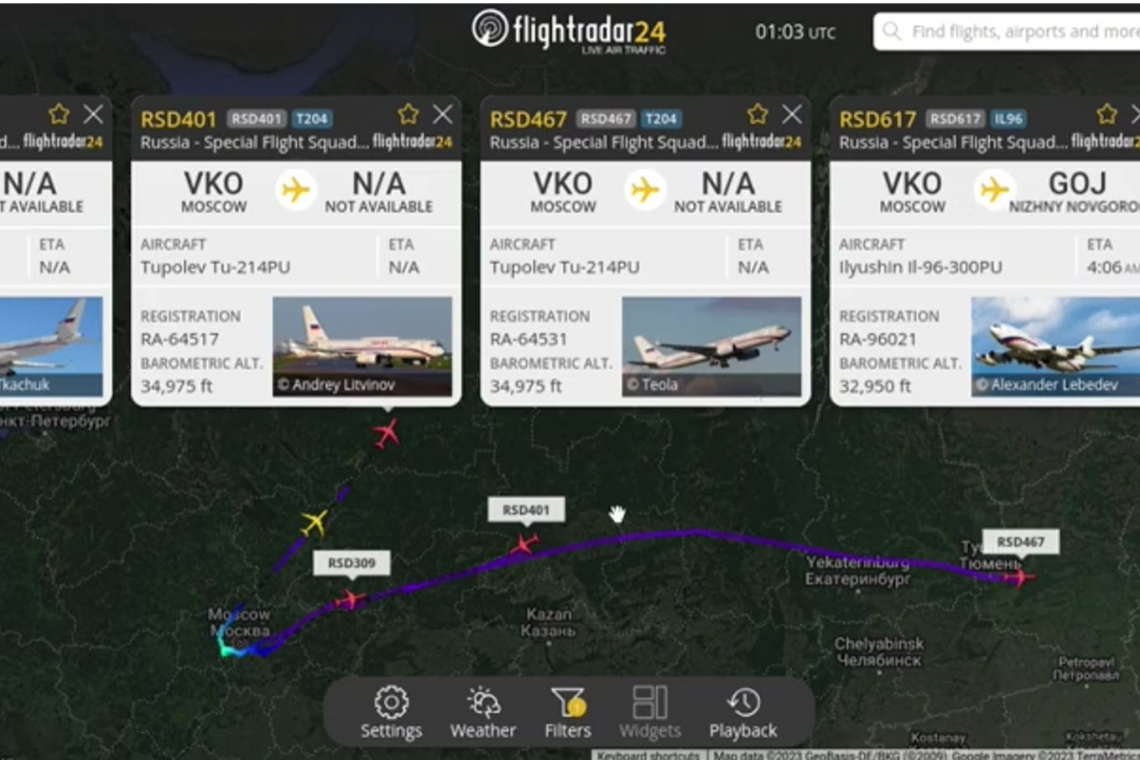 FLASH:  Five Russian "Doomsday Planes" in the air 0300 Russia time- Shut Off Transponders mid-flight