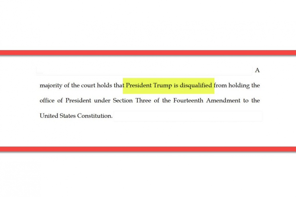 BULLETIN: COLORADO SUPREME COURT RULES TRUMP DISQUALFIED FROM 2024 BALLOT- &quot;INSURRECTION&quot;