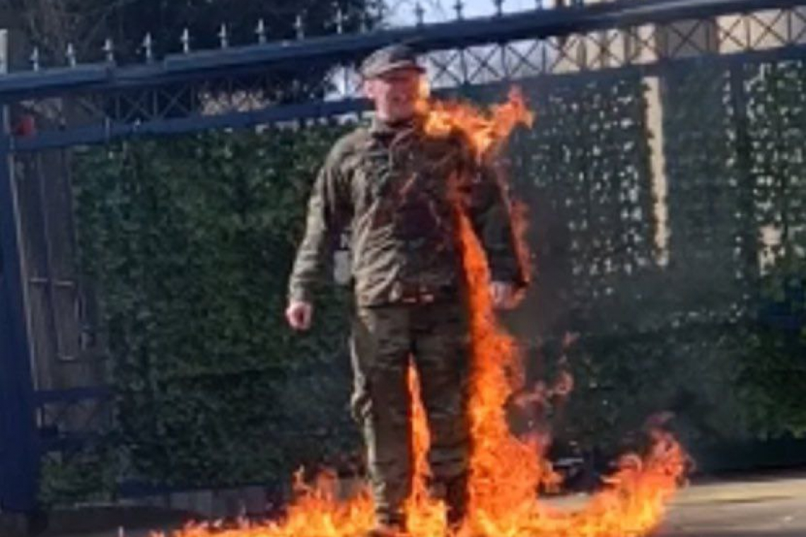 VIDEO: Uniformed U.S. Military Member SELF-IMMOLATES in front of Israeli Embassy