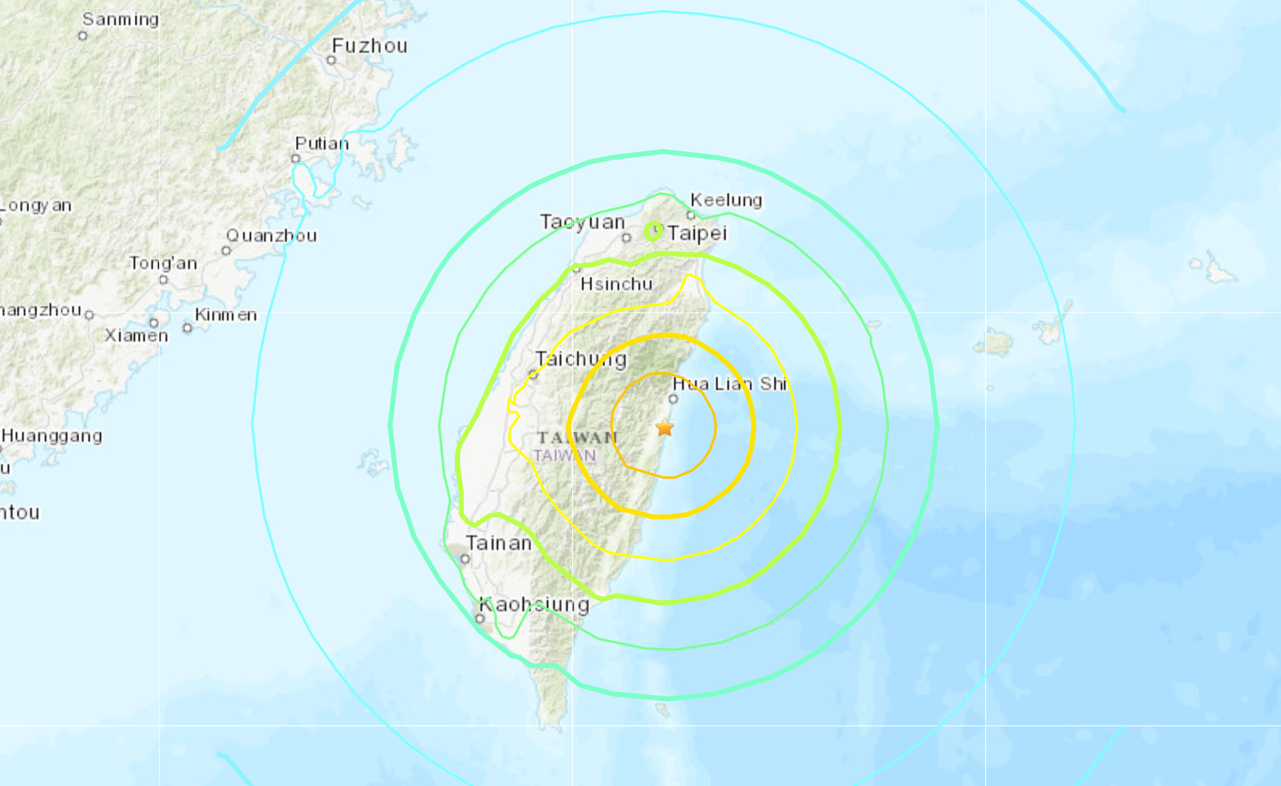 M7.4 Taiwan Map