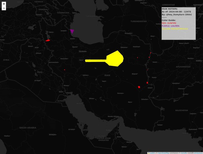 Iran NOTAM map