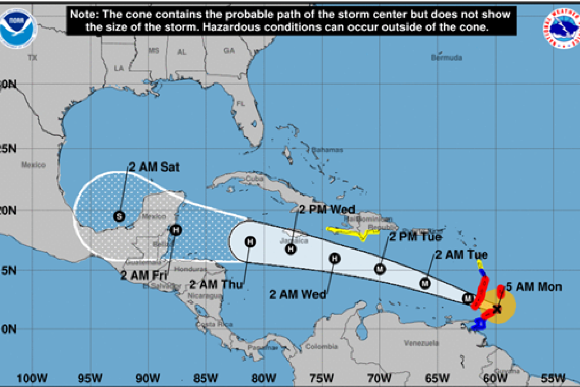 Hurricane Beryl - Public Advisory - 5:00 AM Monday, July 1, 2024