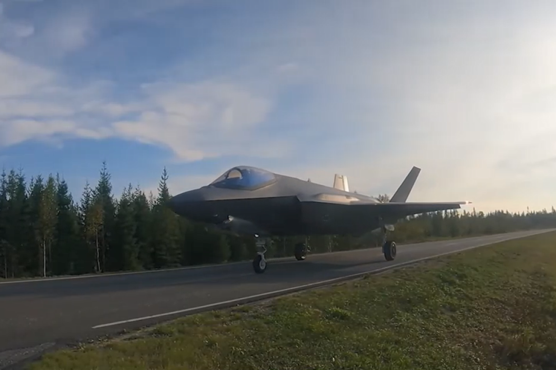 Preparing for WW3: U.S. F-35's Land and Takeoff from . . . .  PUBLIC ROAD . . . in Finland