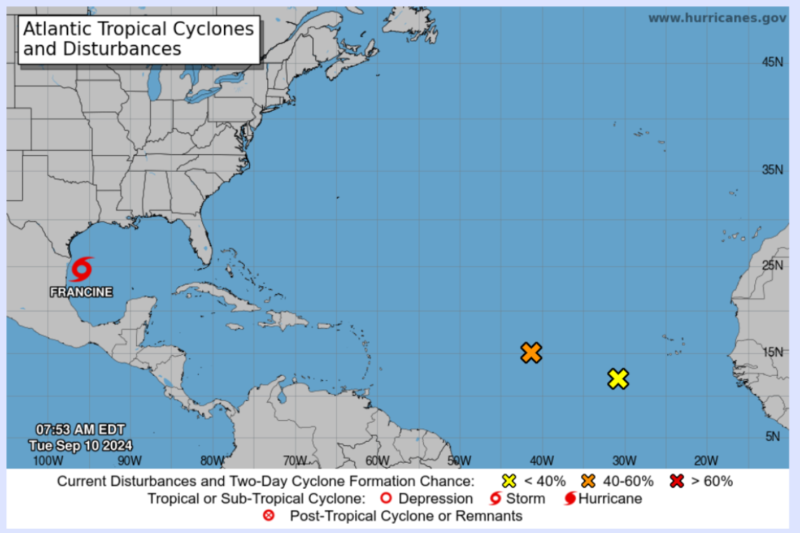 UPDATE 12:36 PM EDT -- Tropical Storm &quot;Francine&quot; is Born - Expected to Make Hurricane Strength TONIGHT - Landfall Wednesday in Louisiana?