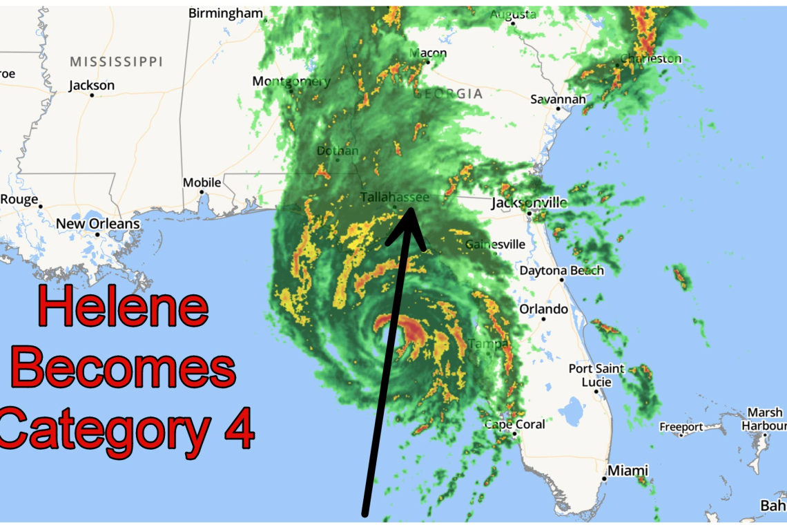 BULLETIN: Hurricane Helene Becomes Category 4 Storm - 130 MPH Winds;  15-20' Storm Surge