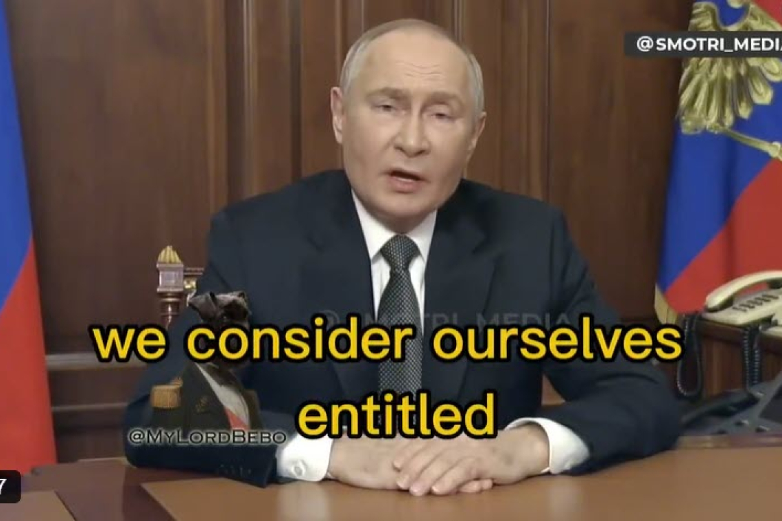 ********** FLASH ********** Putin  TV Address: &quot;Entitled to Strike&quot; Nations Giving Weapons to Ukraine