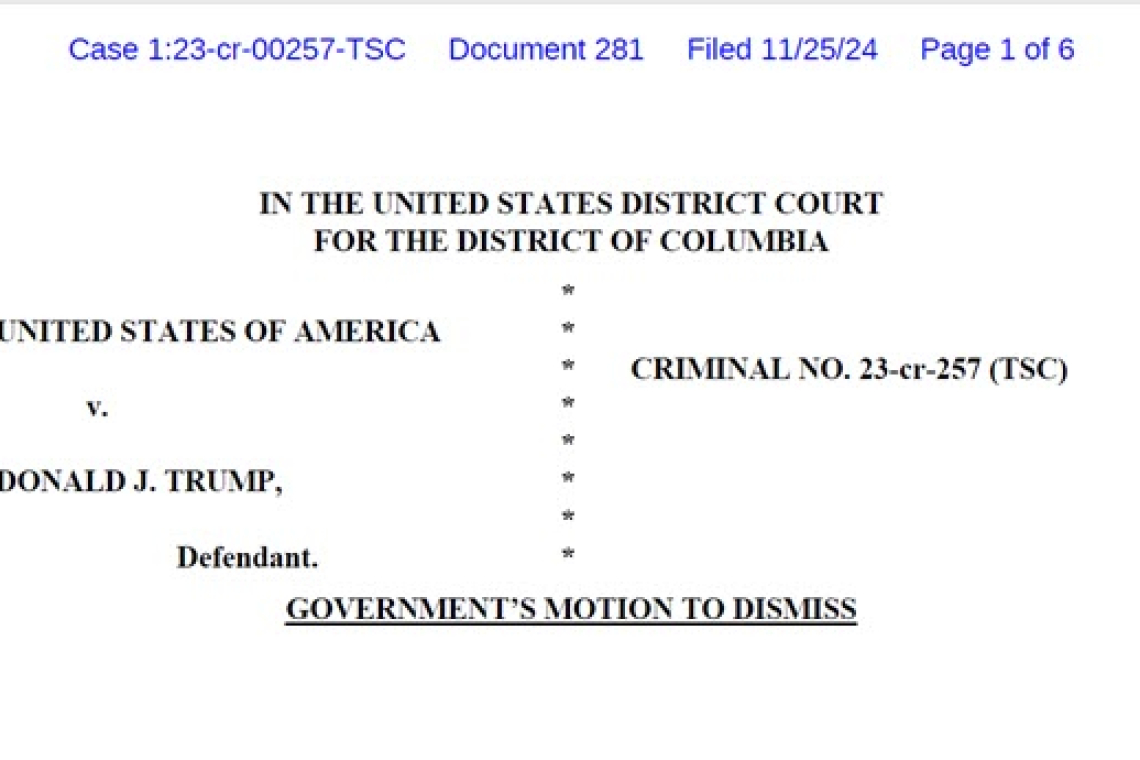 Federal Criminal Indictment Against Trump: DISMISSED