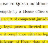 Continuing Resolution for Budget Contains Section to QUASH Subpoenas in ANY Court for House Member e-mails