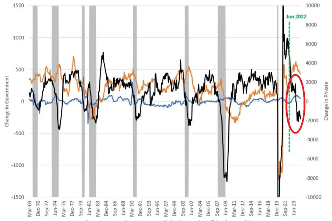 They Can't Hide it Anymore: US PRIVATE SECTOR EMPLOYMENT IS IN A RECESSION