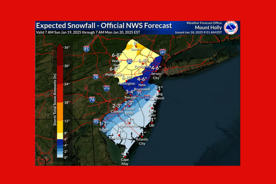 New Jersey Declares Emergency for Coming Snowstorm - SUNDAY