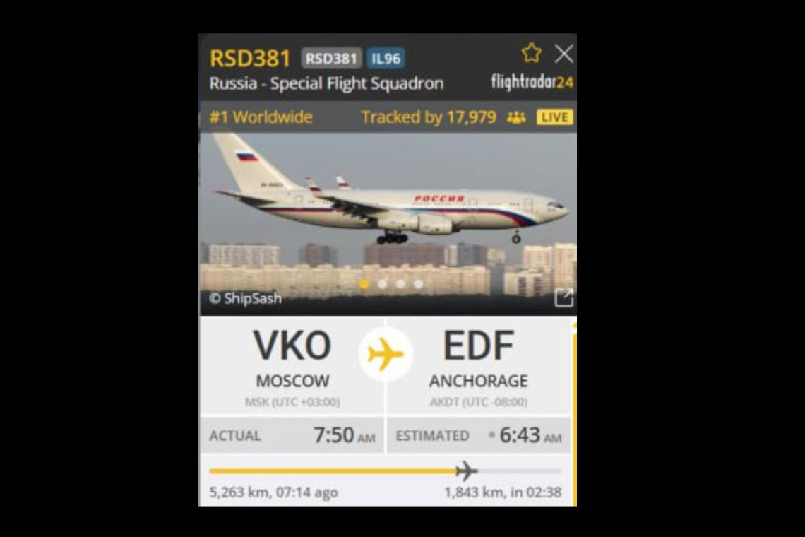 UPDATED 11:02 AM EDT -- Putin is Enroute to Alaska