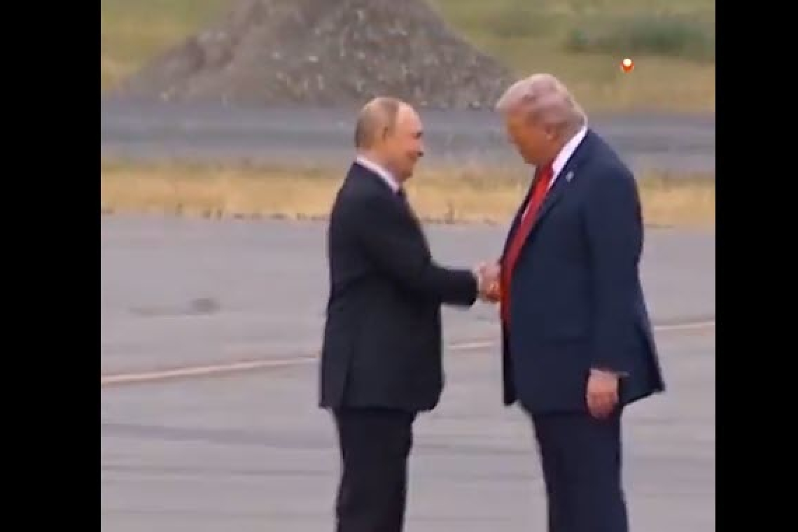 Russian President Putin Arrives in Alaska; Greeted by President Trump off the plane