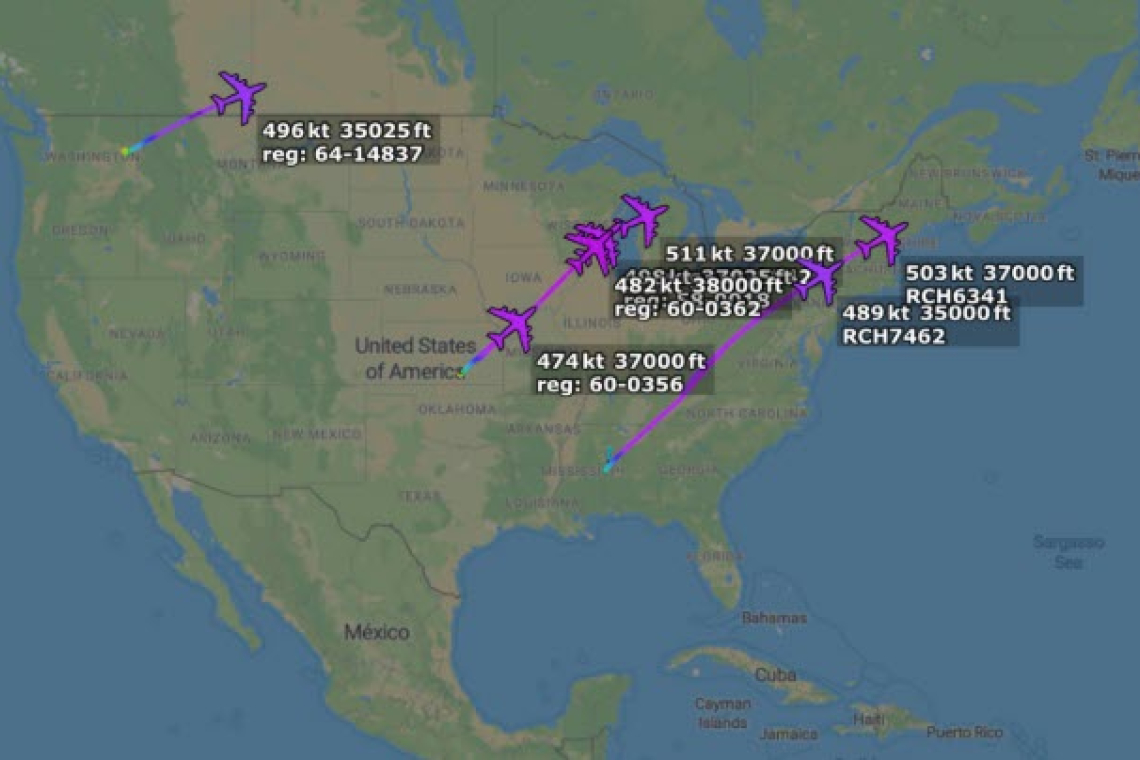UPDATED 10:44 PM EDT -- Sudden LARGE Sortie of Air-Refueling Tankers from USA Toward Europe