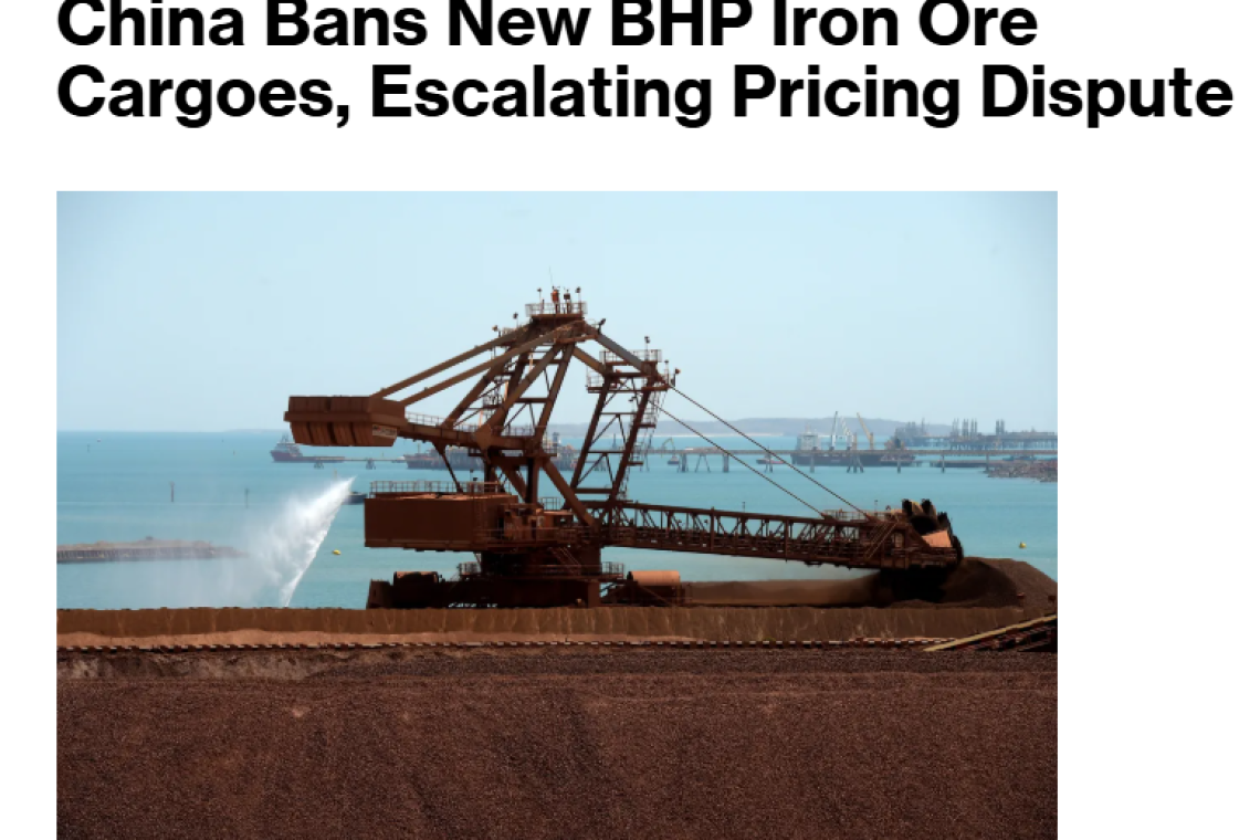 China BANS Iron Ore Purchases from Australia Involving &quot;U.S. Dollar&quot;