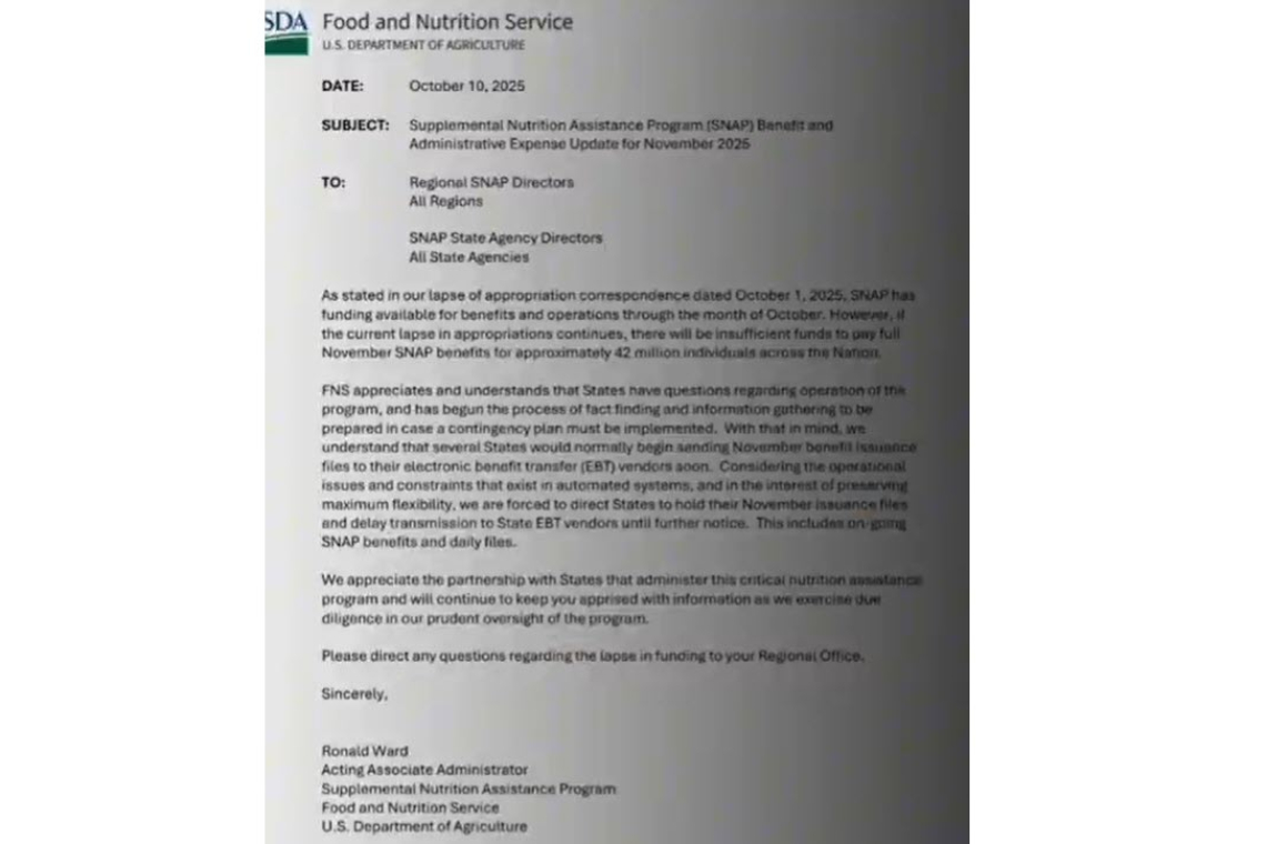 SNAP and EBT Programs to be &quot;Paused&quot; Starting November 1 