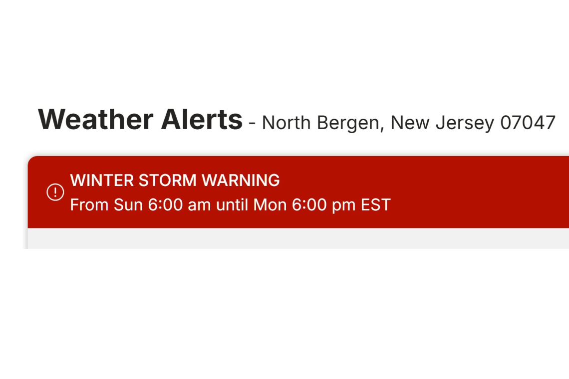 WINTER STORM WARNING: 11-15 INCHES SNOW- NJ/NYC - TOMORROW INTO MONDAY