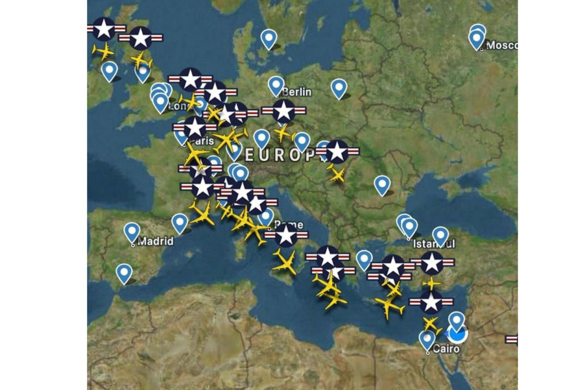 US Military Planes Over Europe/Middle East - JUST ONE HOUR