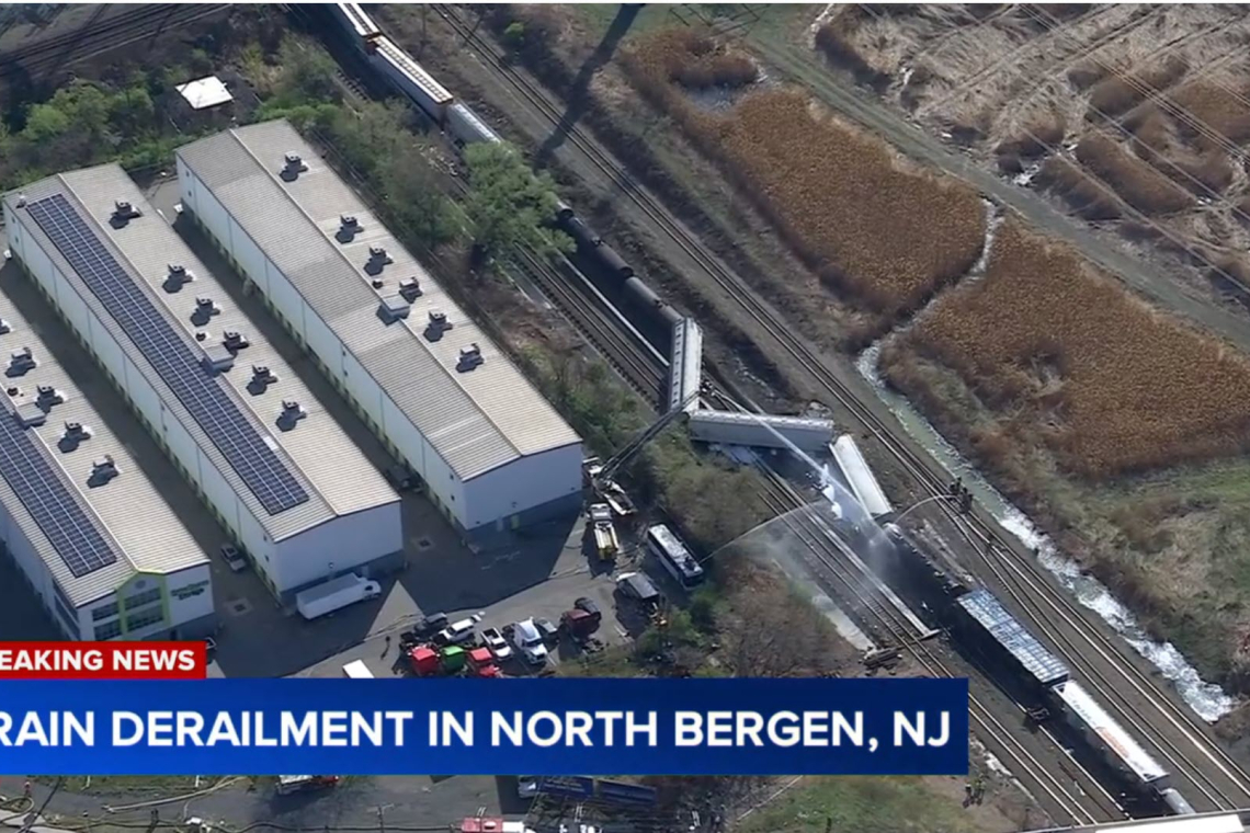 Freight Train Derails 6 Blocks from My House in North Bergen, NJ